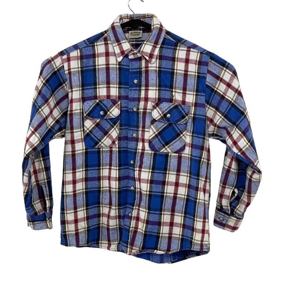 Vintage Five Brother Heavy Flannel Shirt Multicolor Plaid Mens Size L